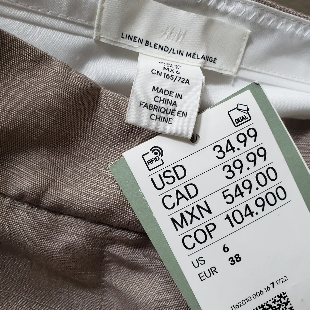 H&M Wide Leg‎ Linen Blend Pants Trousers